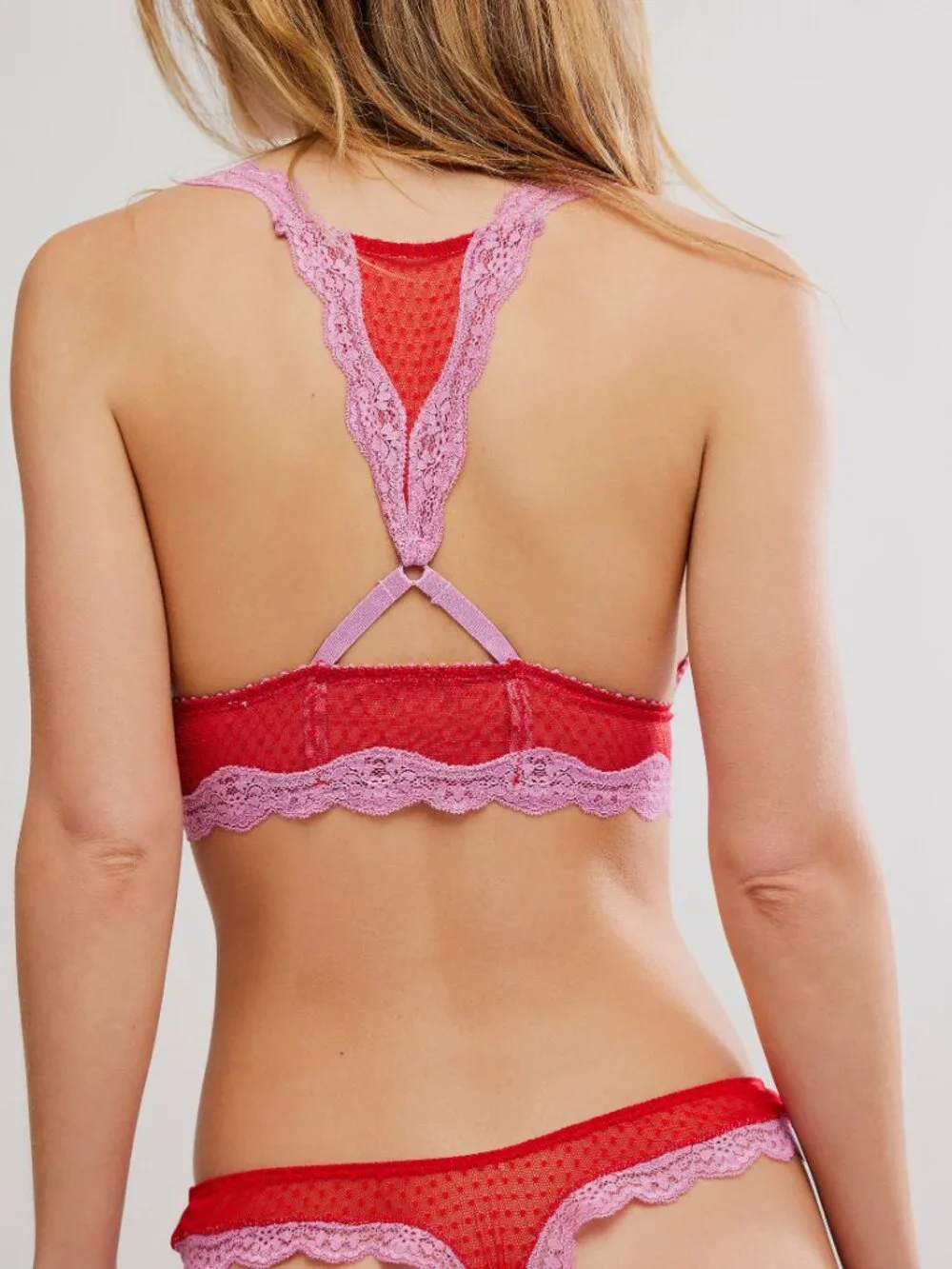 FREE PEOPLE Midweek Thong / Pink & Red Combo